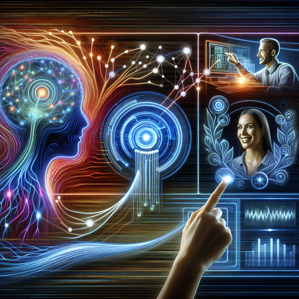 An illustration showing the interaction between AI, CRM and a customer.