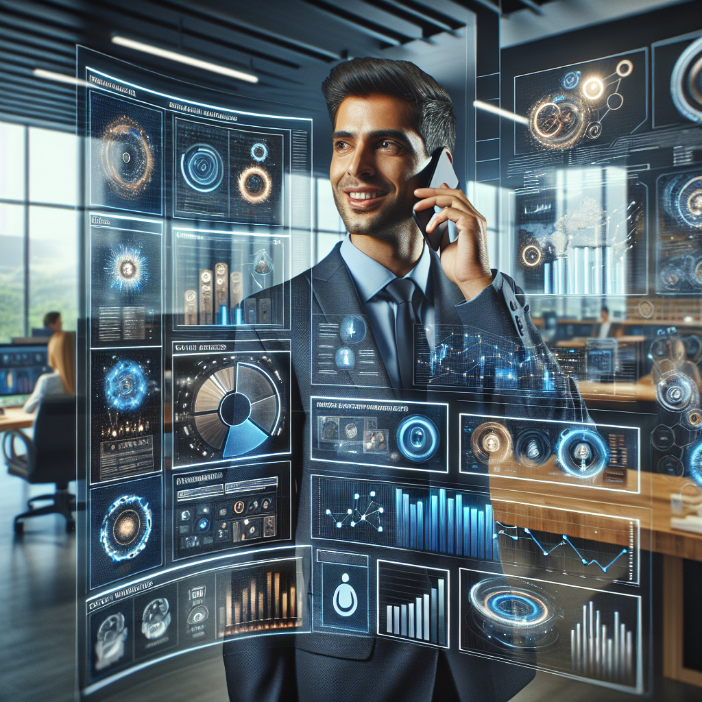 An image of a sales person talking on a phone with an AI system providing real-time product recommendations