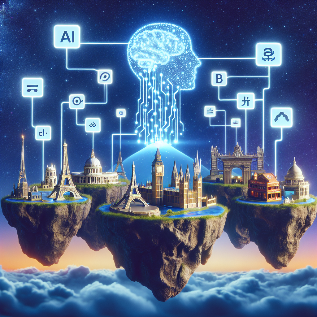 An artistic representation of AI operating as a bridge between multiple languages