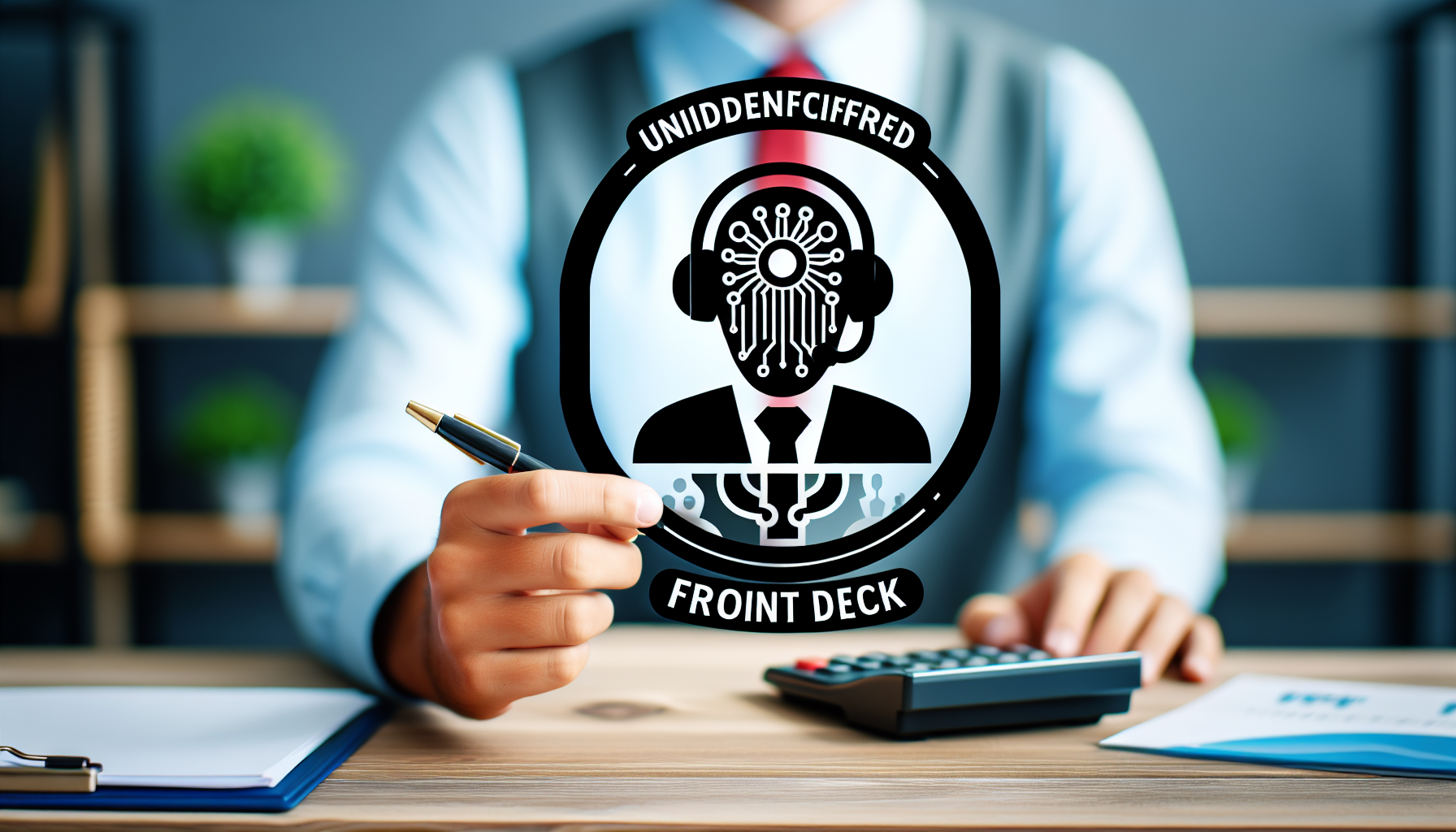 An image showing My AI Front Desk's logo integrated with a graphic representation of recorded phone calls