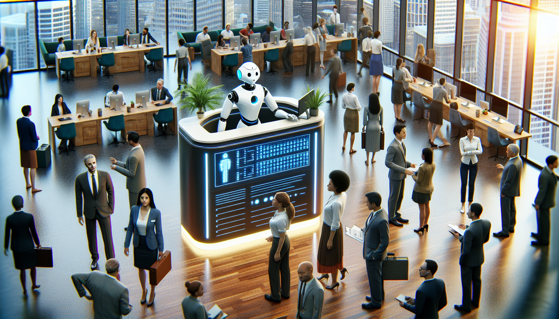 An international company employing an AI receptionist in the office