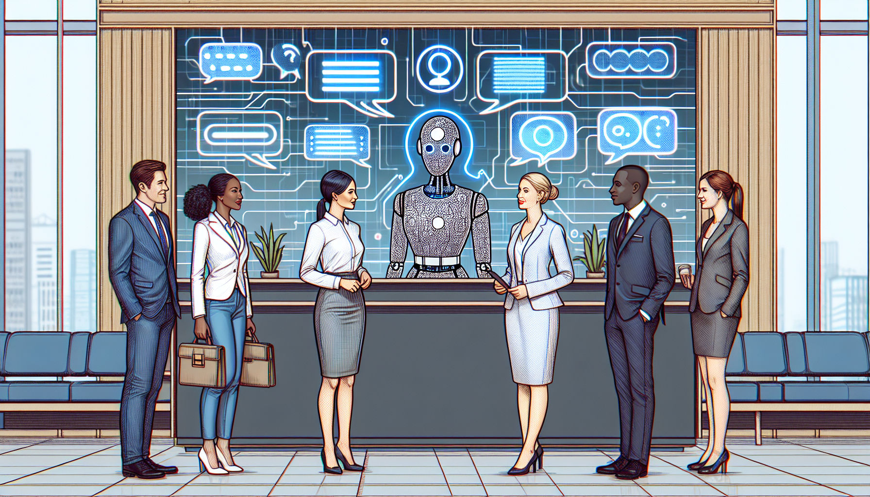 An AI receptionist interacting with multinational clients in multiple languages
