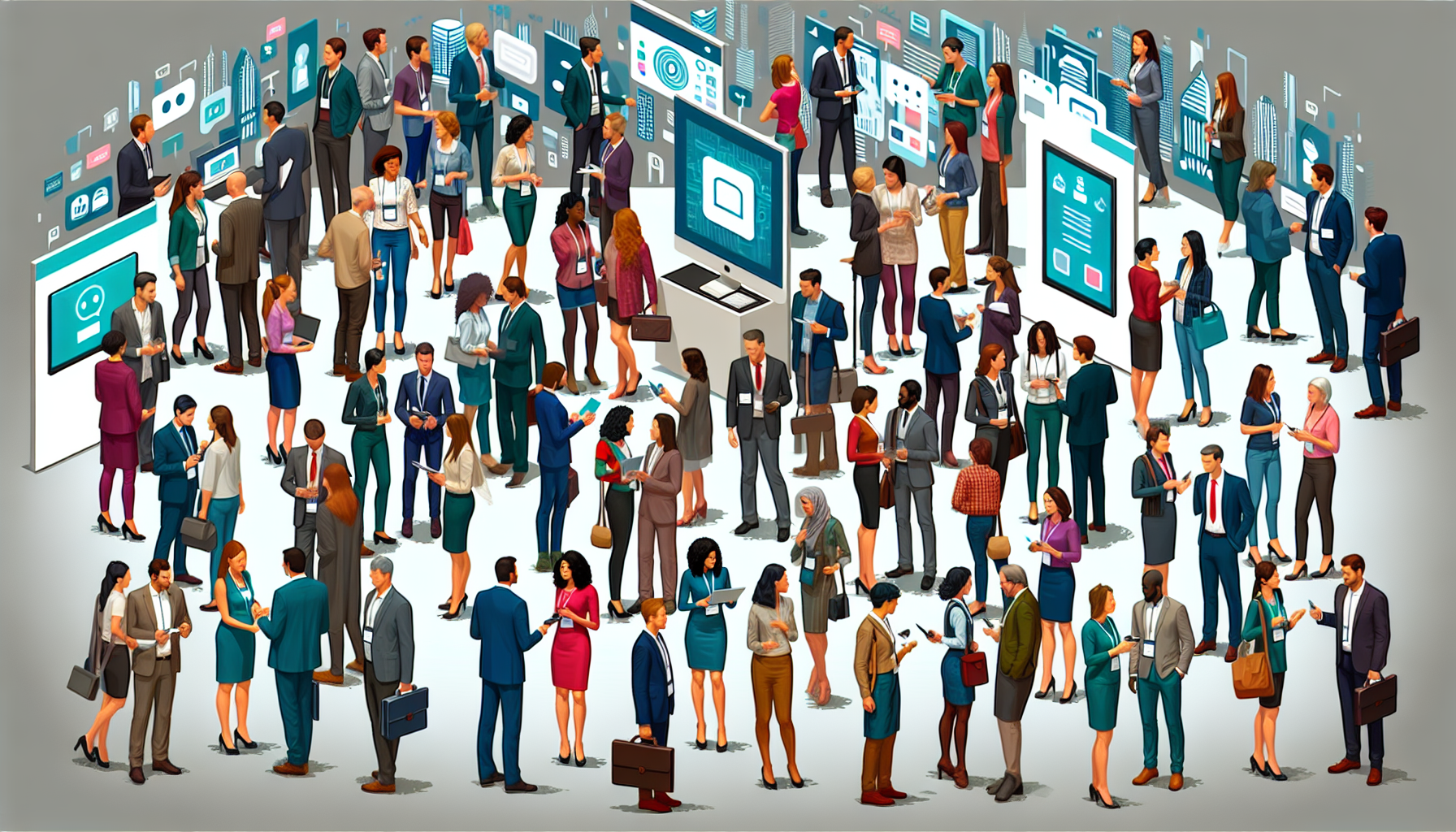 A group of people at a tech conference, showcasing the significance of in-person networking.