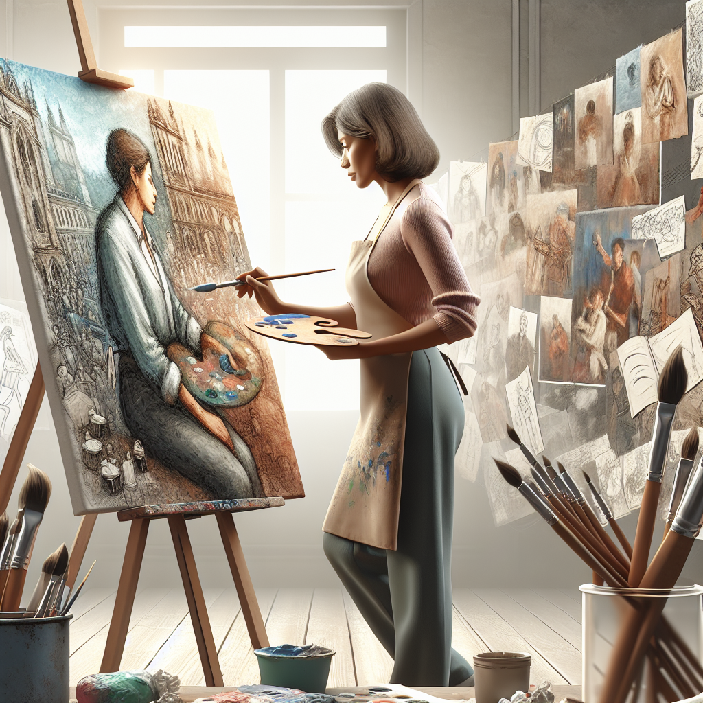 An artist painting a canvas, symbolic of crafting a personalized pitch