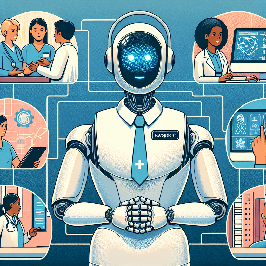 A graphic illustrating an AI receptionist interacting with various industries