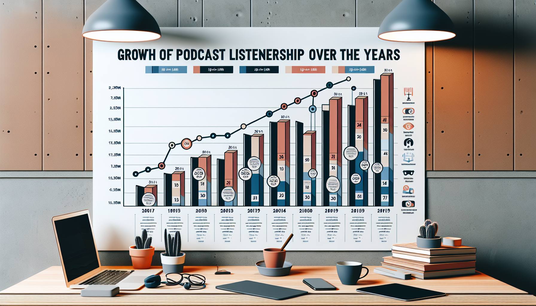 An infographic showing the growth of podcast listenership over the years