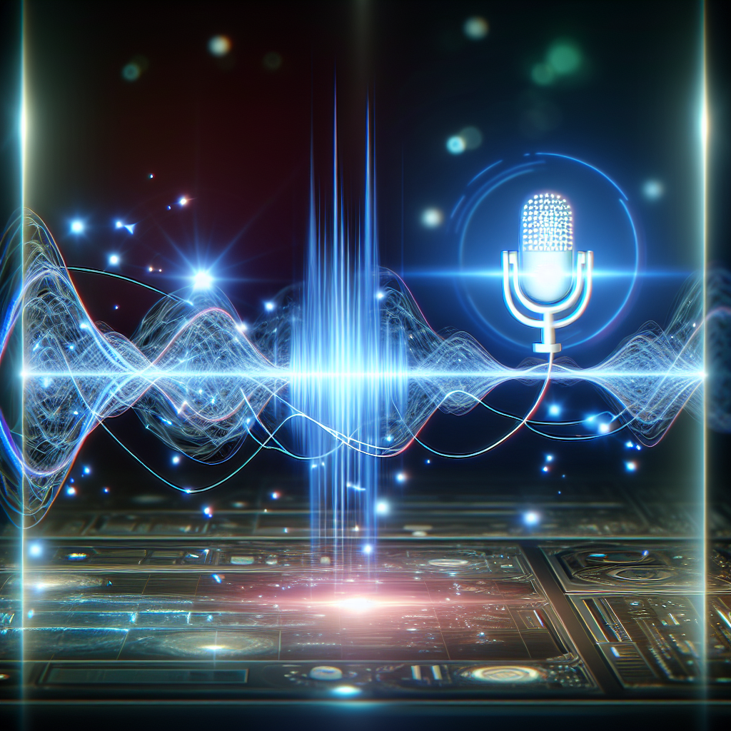 An illustration of voice waveform being analyzed by an AI algorithm