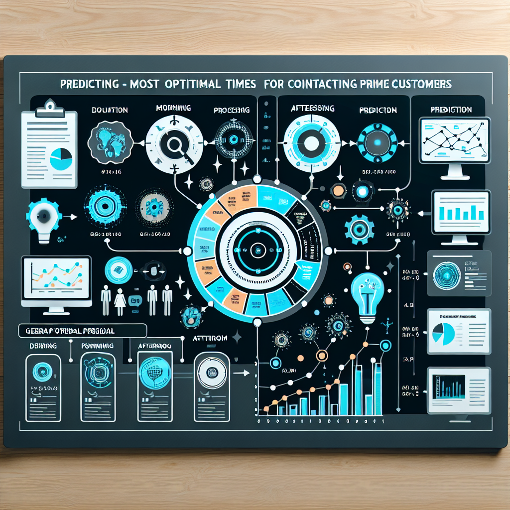 An infographic displaying the use of AI algorithms in predicting prime customer contact times