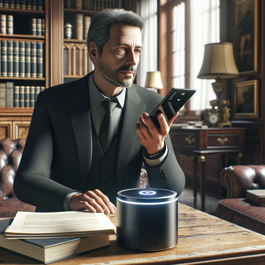 An image depicting someone speaking commands to their voice-activated device