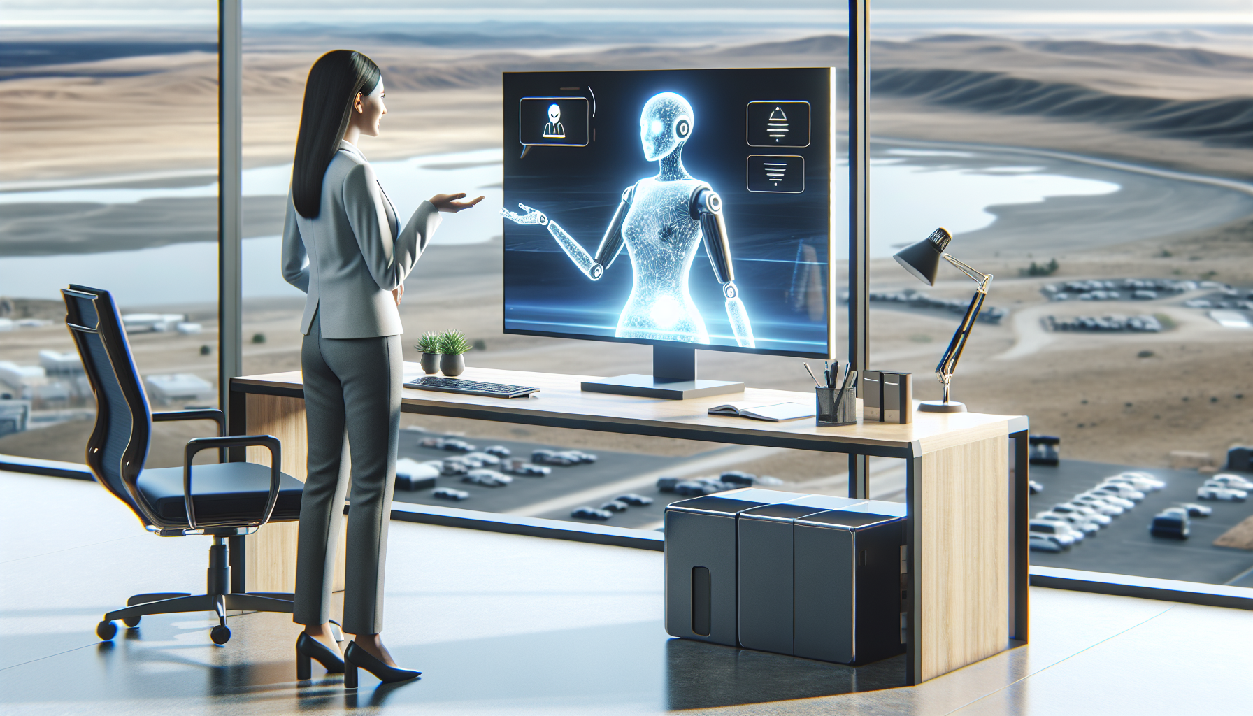 An AI receptionist interacting with a client on a computer screen