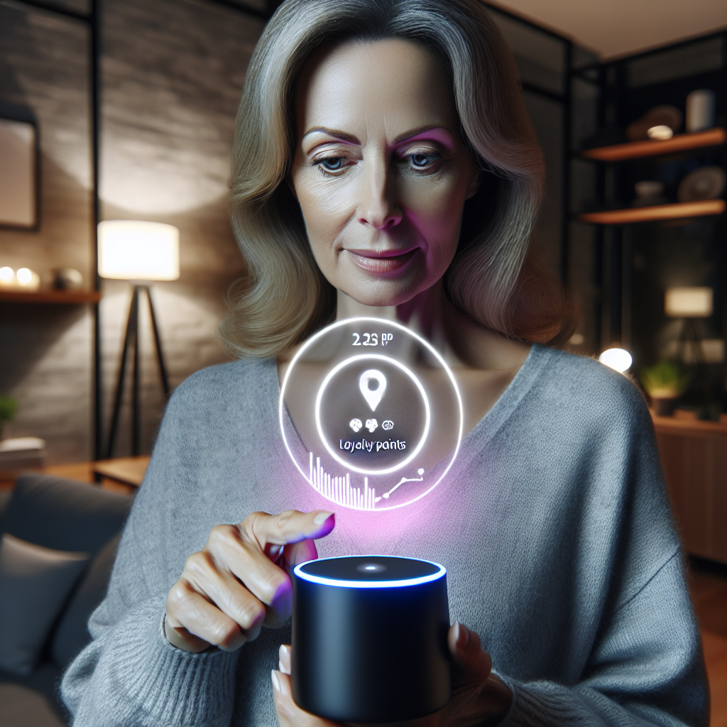 A customer using a voice-activated device to manage loyalty points