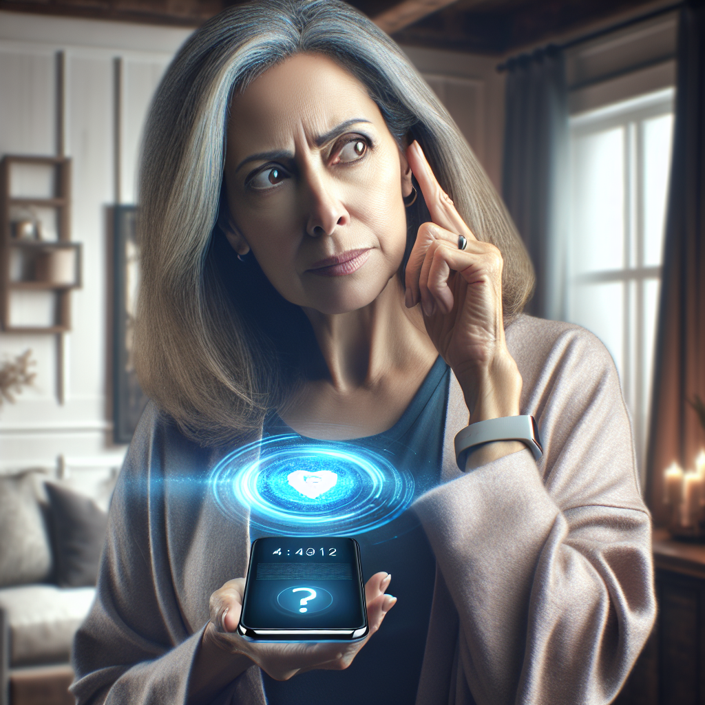 An image displaying a person talking into their smart device, asking for health information