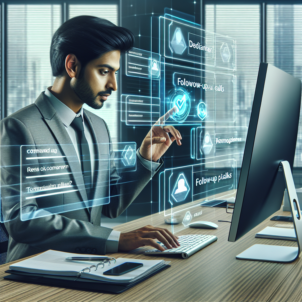 An image illustrating a virtual assistant scheduling tasks and managing follow-up calls on a digital platform.