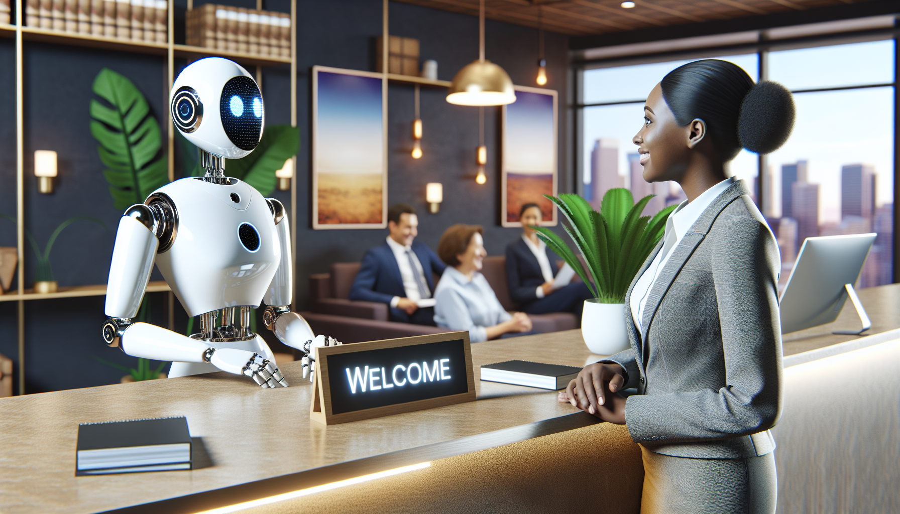 An AI receptionist chatting with a client