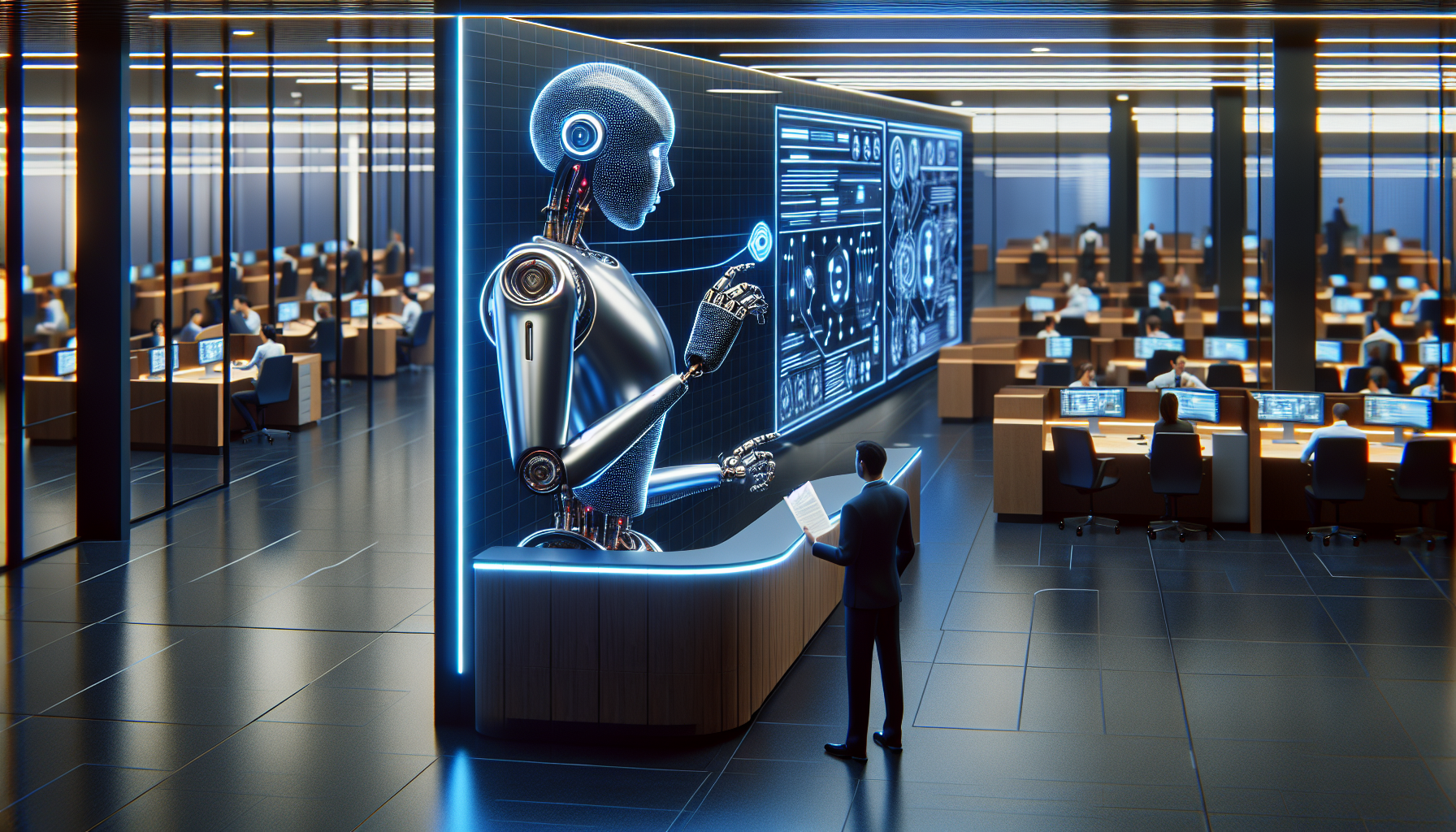 An AI receptionist working in the office