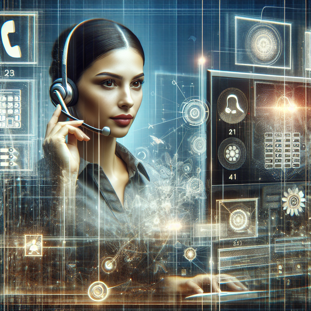 An illustration depicting a virtual phone receptionist at work, highlighting advanced call management technology.