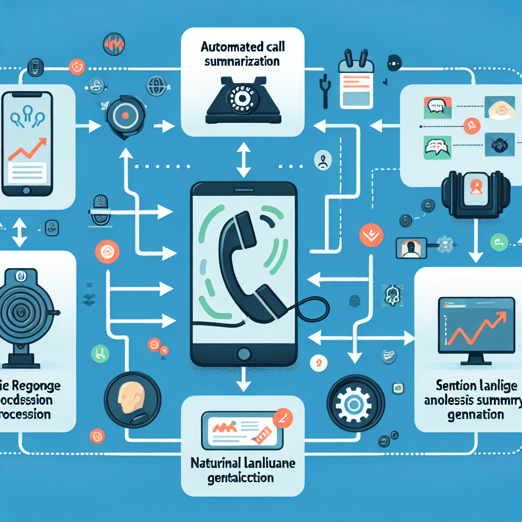 An infographic showing the process of automated call summarization in CRM systems