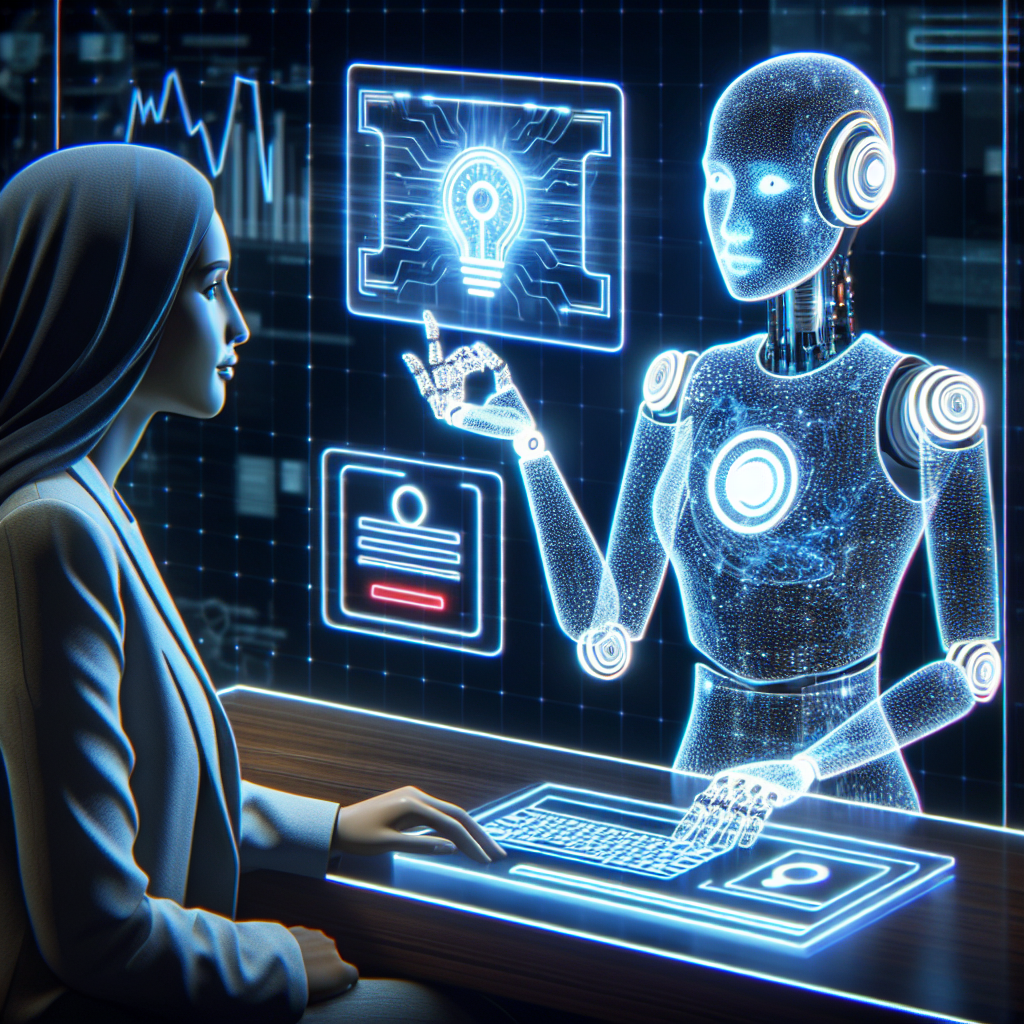 An AI receptionist interacting with a client via digital interface