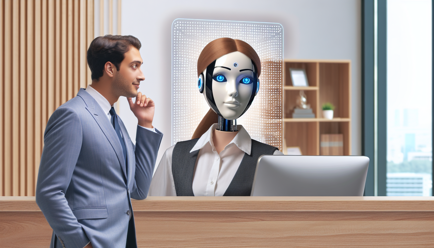 An AI receptionist interacting with a customer