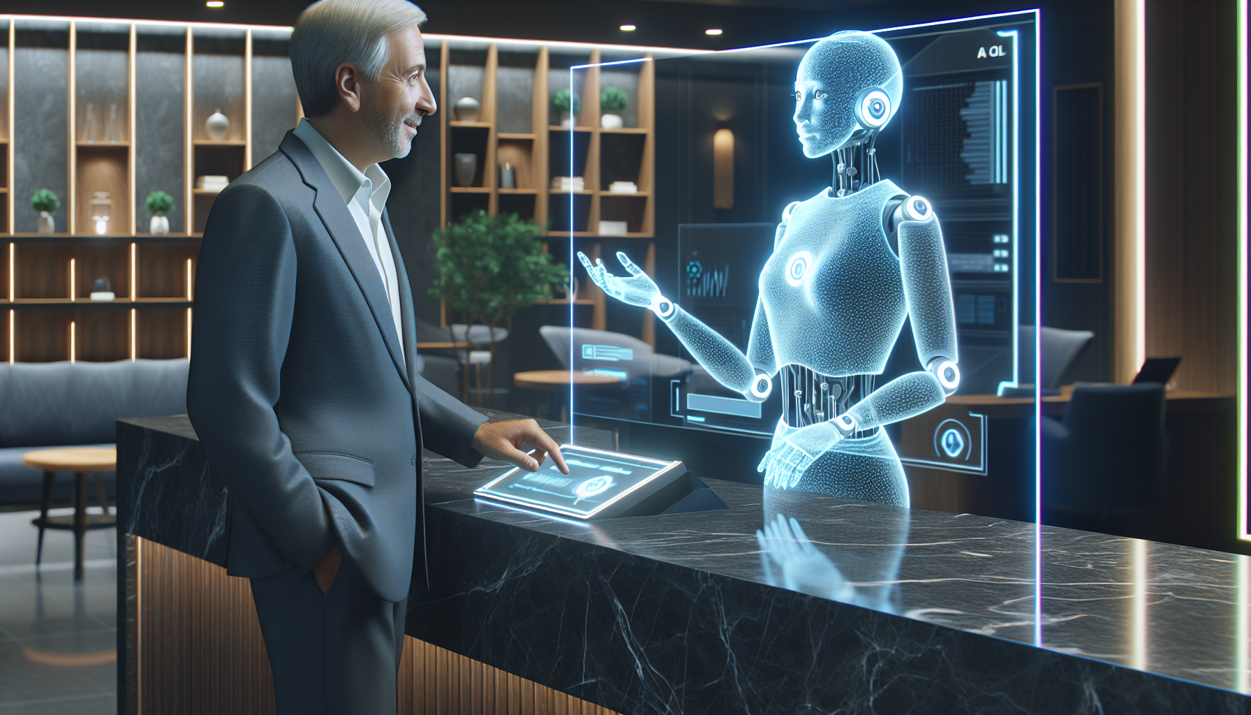An AI receptionist interacting with a customer