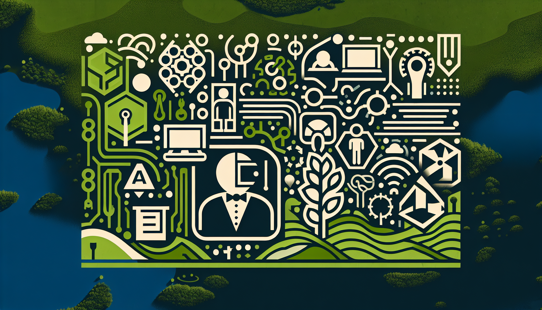 A montage of company logos that have adopted AI receptionists with a green background signifying environmental friendliness