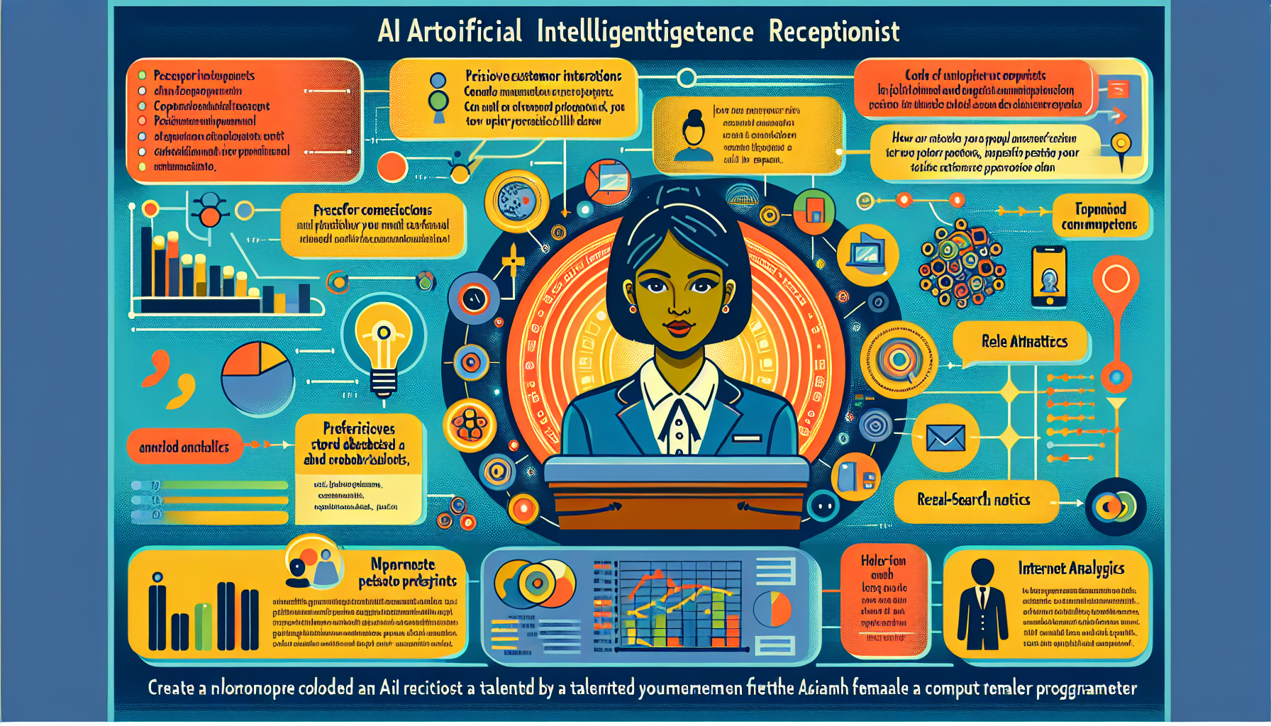 An infographic showing an AI receptionist using different data sources to personalize communication