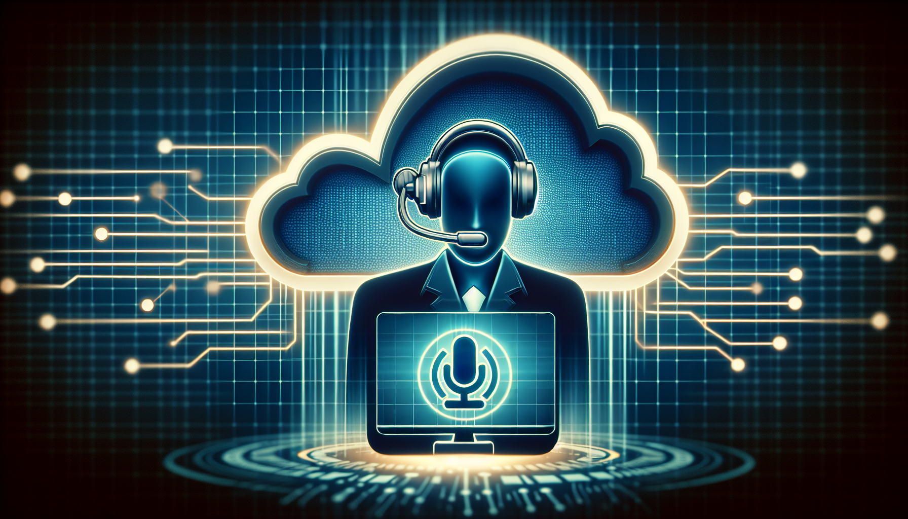 An image showing a virtual receptionist icon integrated with a VoIP service icon