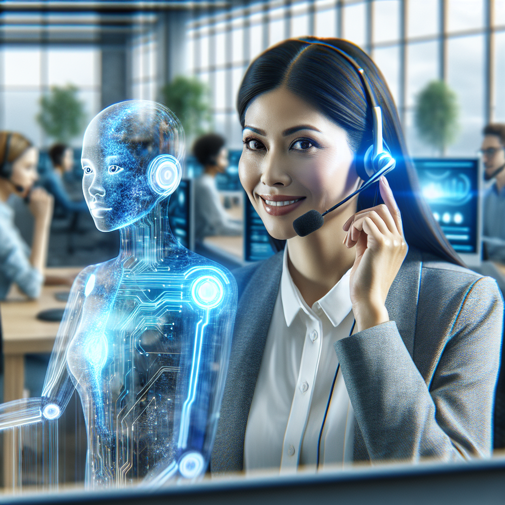 An image illustrating AI and human collaboration in a call center.