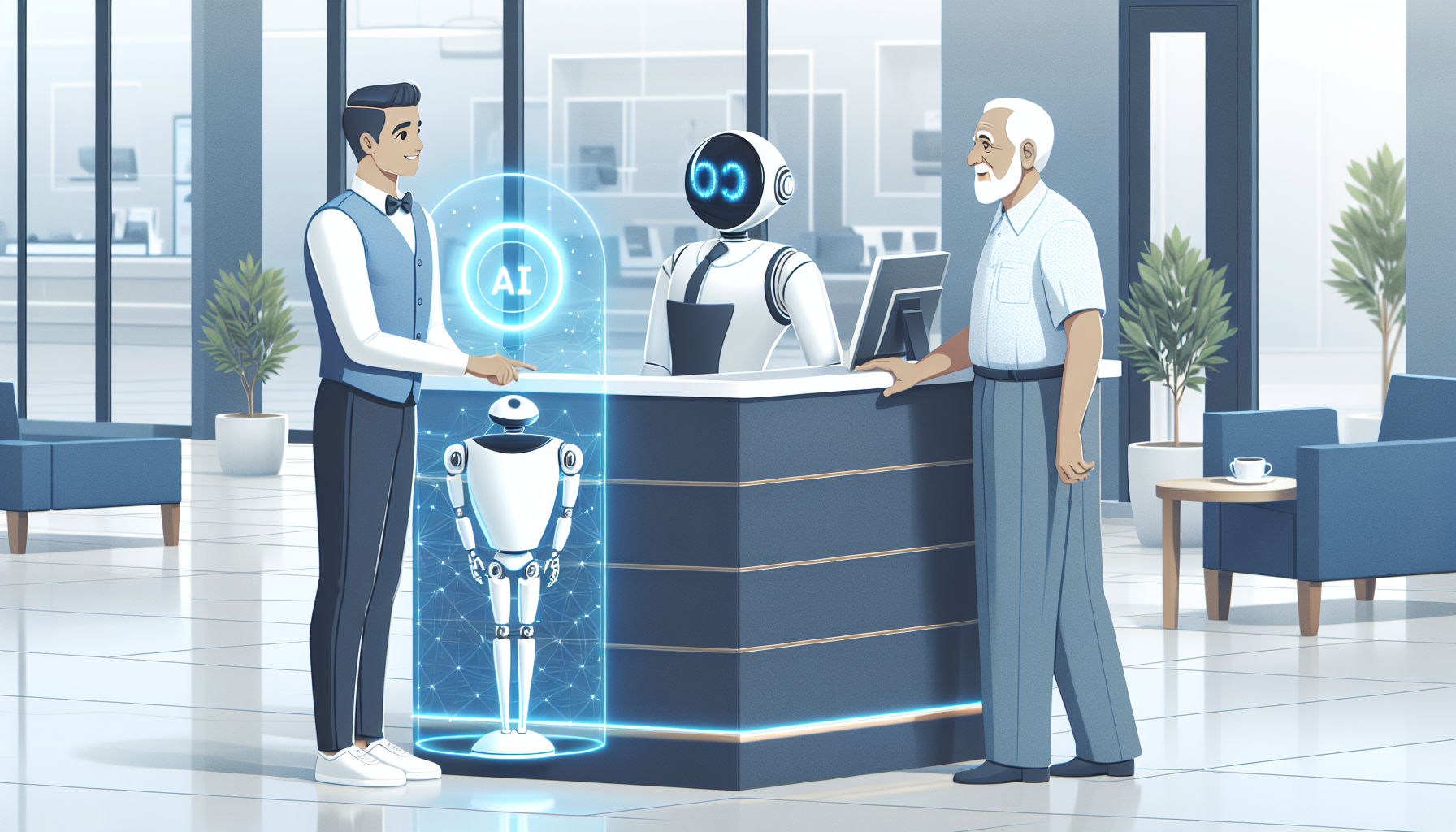An AI receptionist interacting with a customer