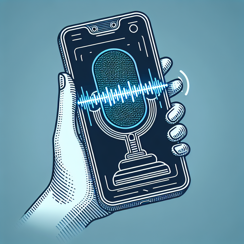 An illustration of a smartphone with a voice-activated AI assistant icon