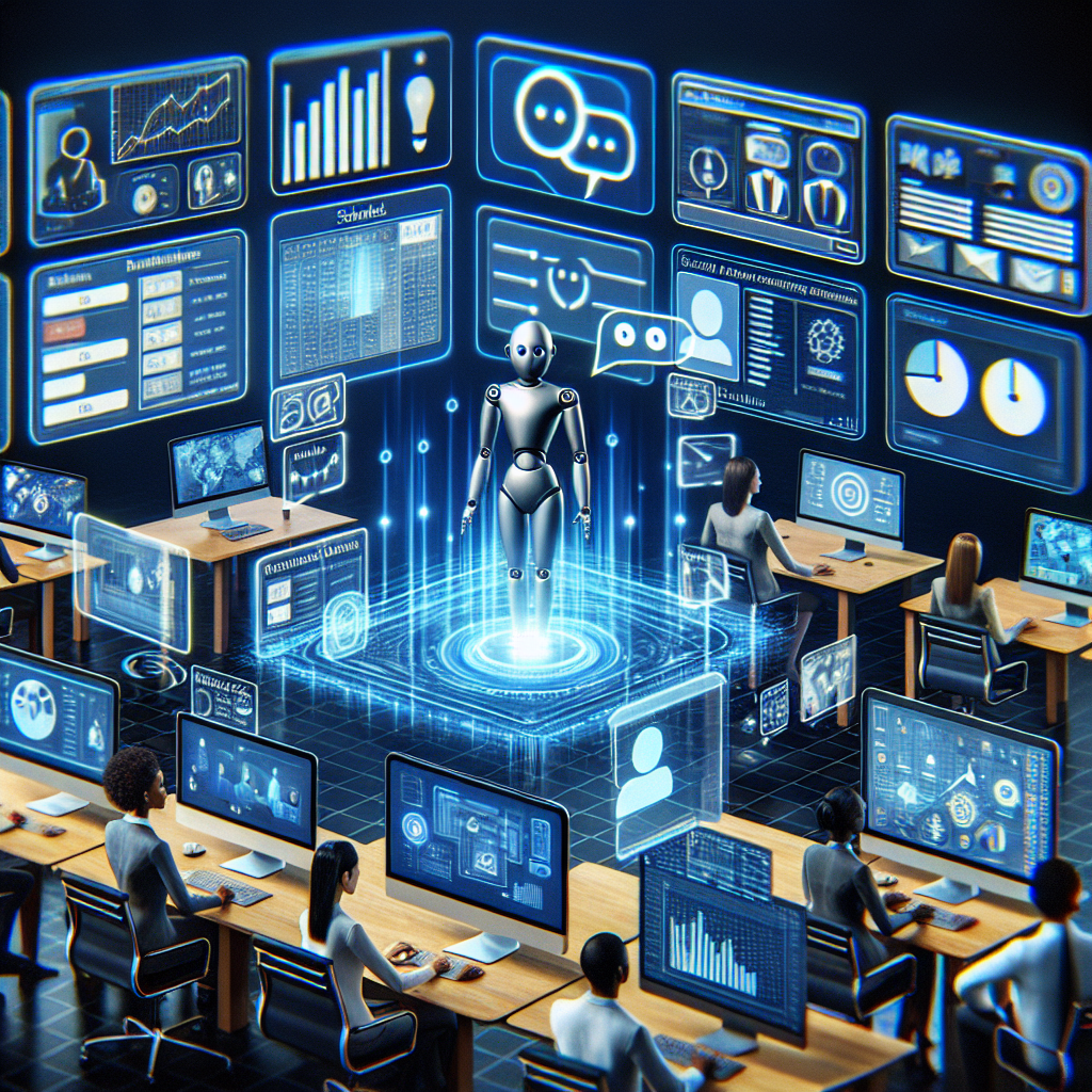 An image illustrating the concept of AI assistants integrated with business tools and platforms.
