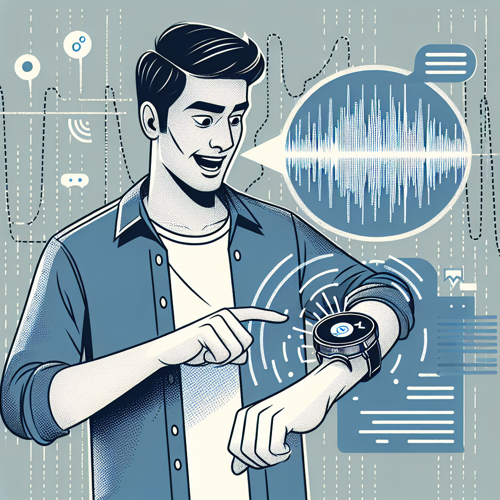 An illustration showing a person using voice-activated technology