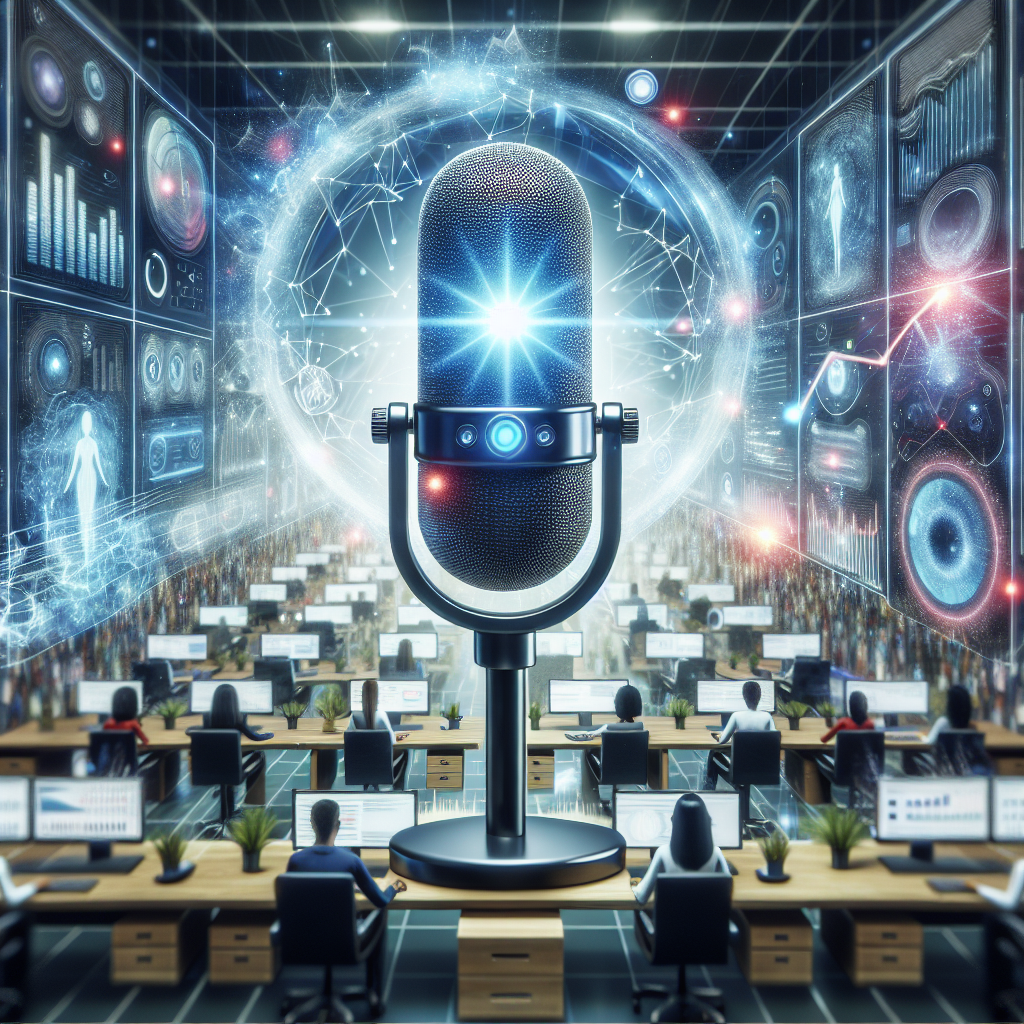 A graphic representing voice-activated AI in customer service operations