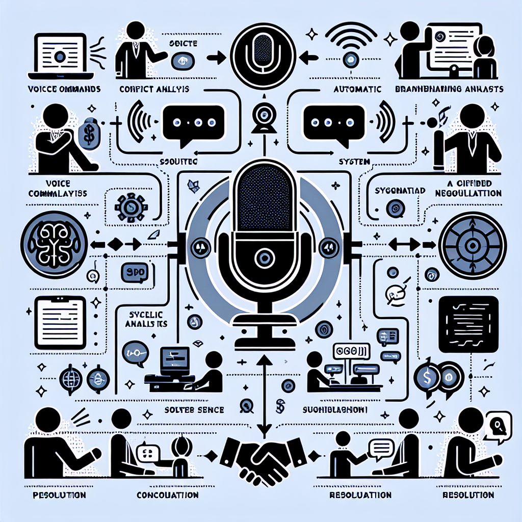An infographic depicting the workflow of a voice-activated dispute resolution system