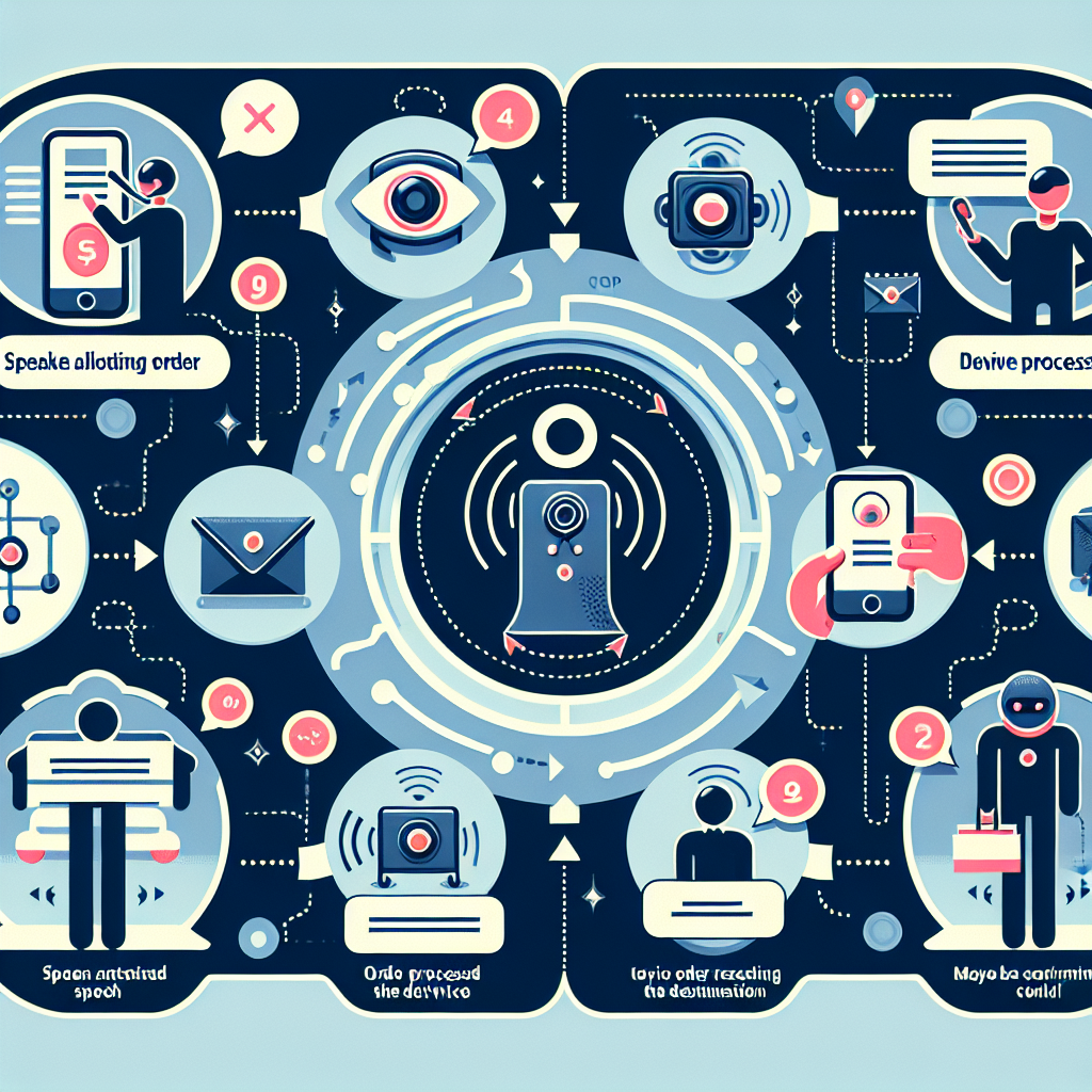 An infographic showcasing the steps involved in voice-activated order processing.