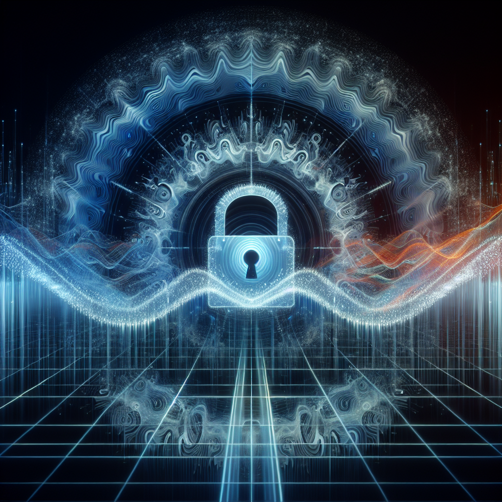 An abstract image showcasing voice waves along with digital lock icon to represent voice-activated password reset