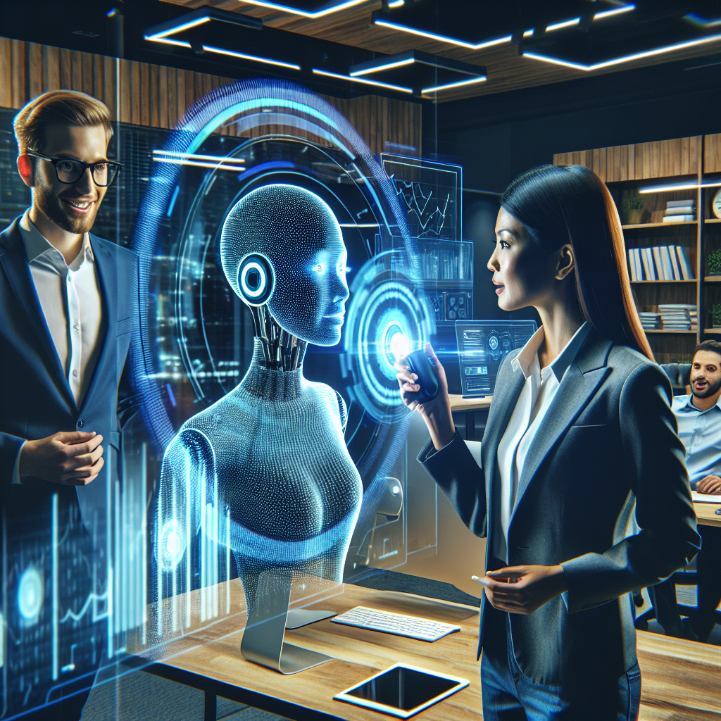 An illustration of a voice-activated AI helping a business in sales