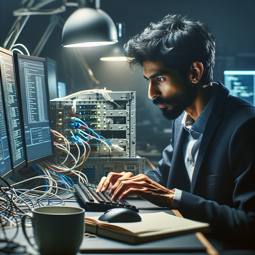 A tech professional implementing voice-activated solution on a computer setup