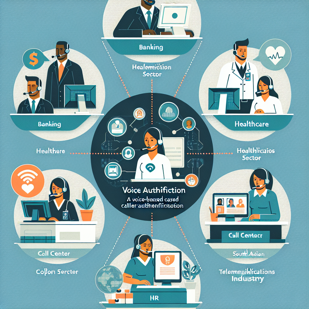 An infographic illustrating different industries using voice-based caller authentication