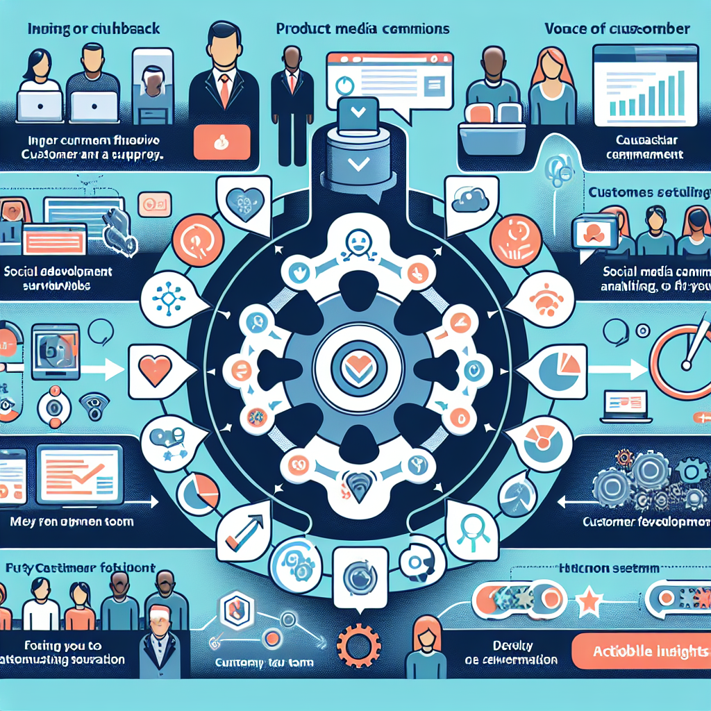 An infographic illustrating the workflow of a Voice of the Customer tool