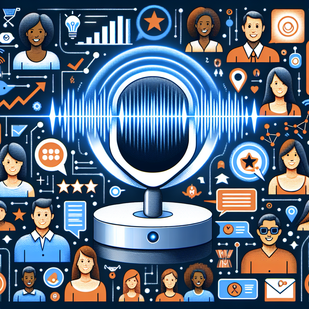 An illustrative graphic showing AI voice assistant integrated with customer loyalty program