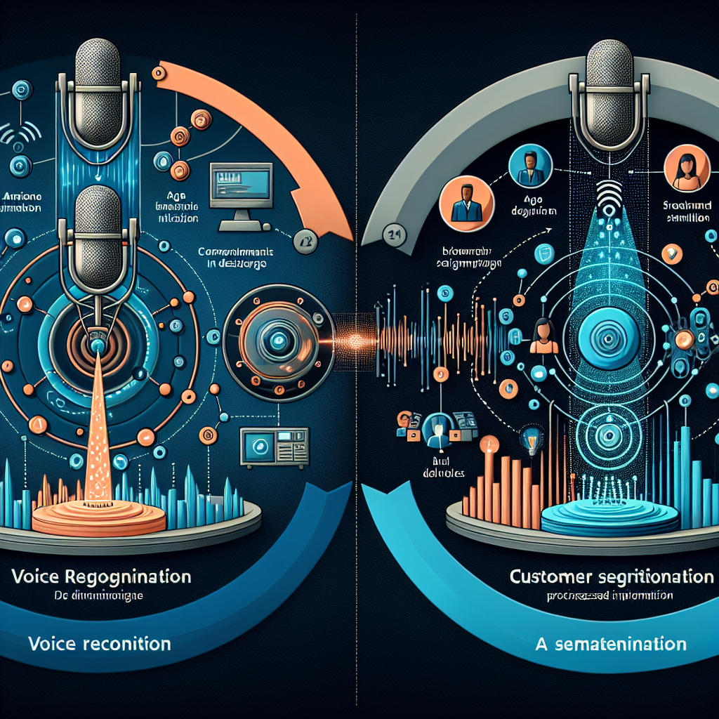 An infographic illustrating how voice recognition and customer segmentation technologies work.