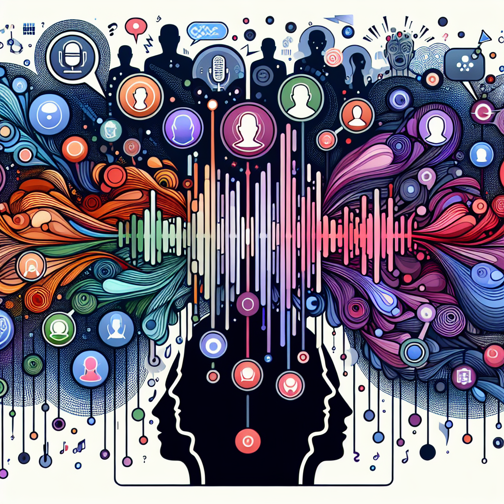An illustration showing voice-based emotion tracking system working with potential challenges depicted.