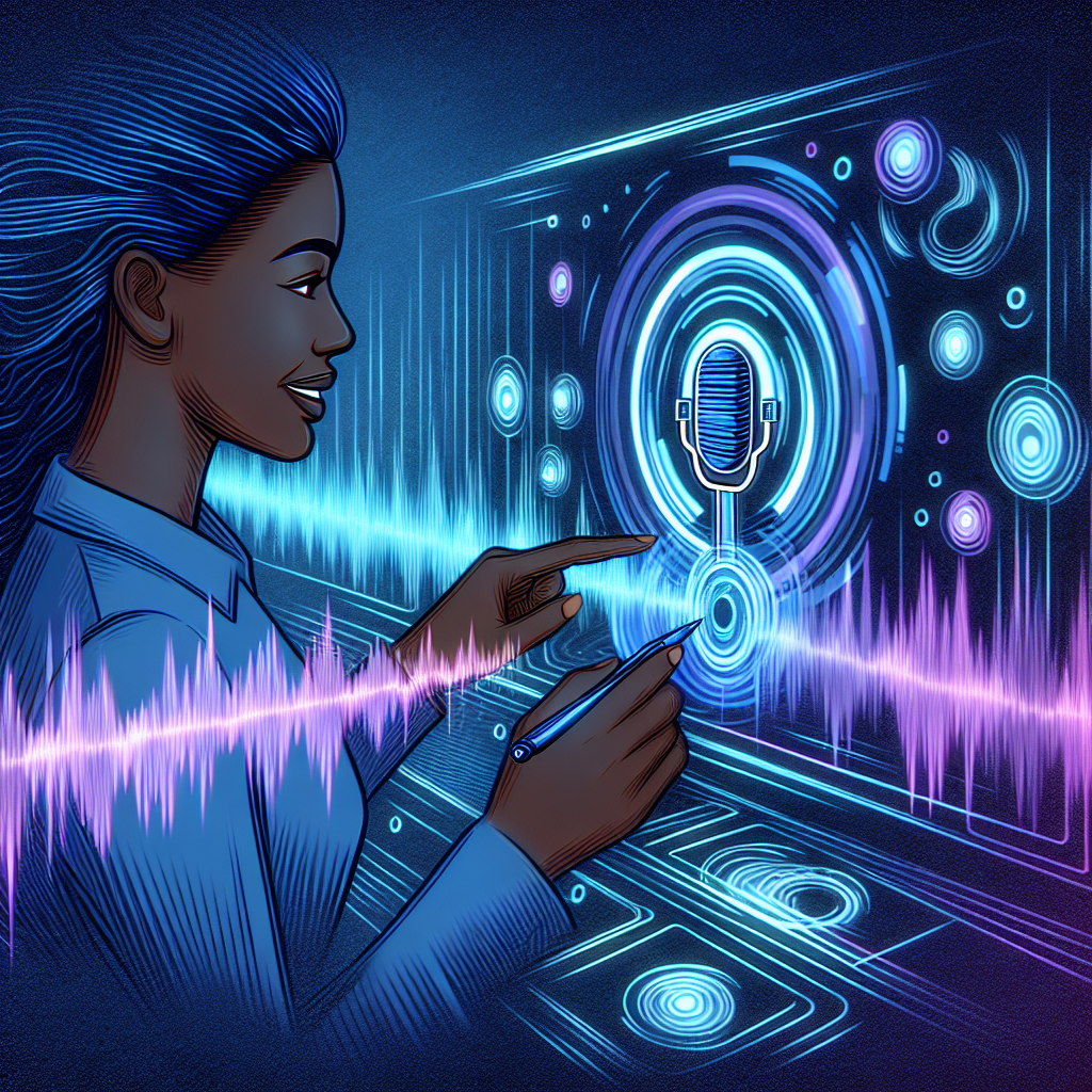 An abstract illustration showing a sales representative utilizing voice-based technology for sales opportunity detection.