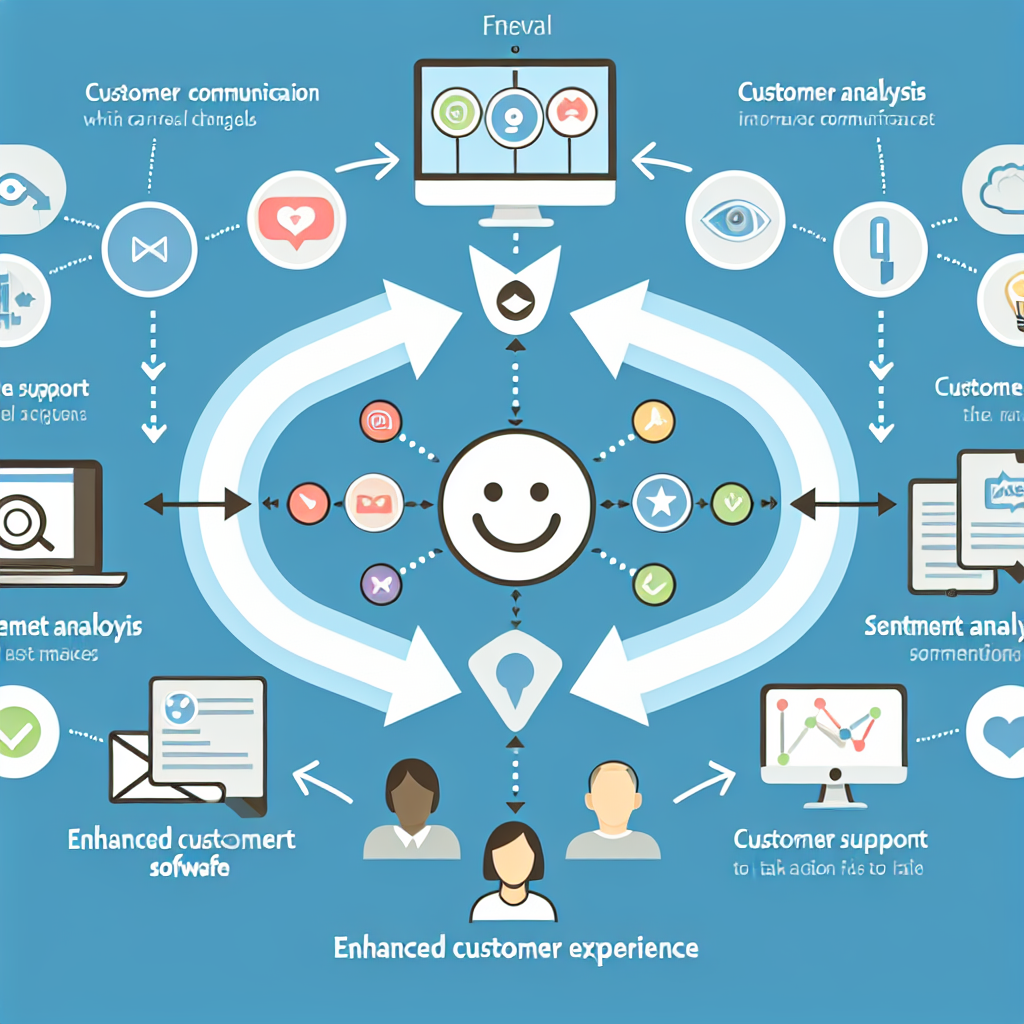 An infographic illustrating the integration process of sentiment analysis into a customer service system