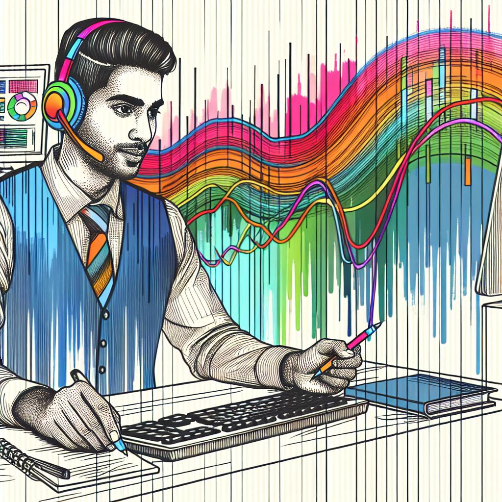 An illustration of a customer service representative using voice-based sentiment tracking