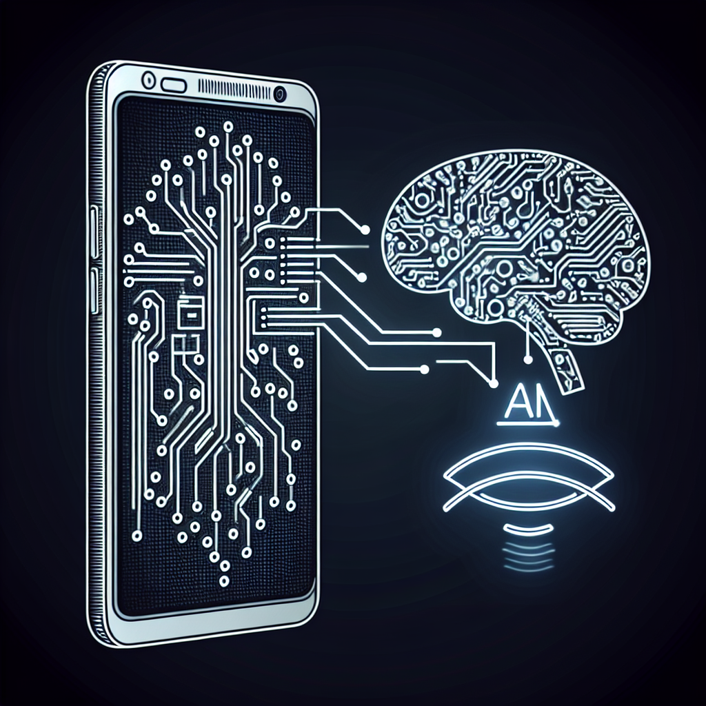 An illustration of a phone system connecting with an AI symbol, indicating the integration of the voice analysis tool