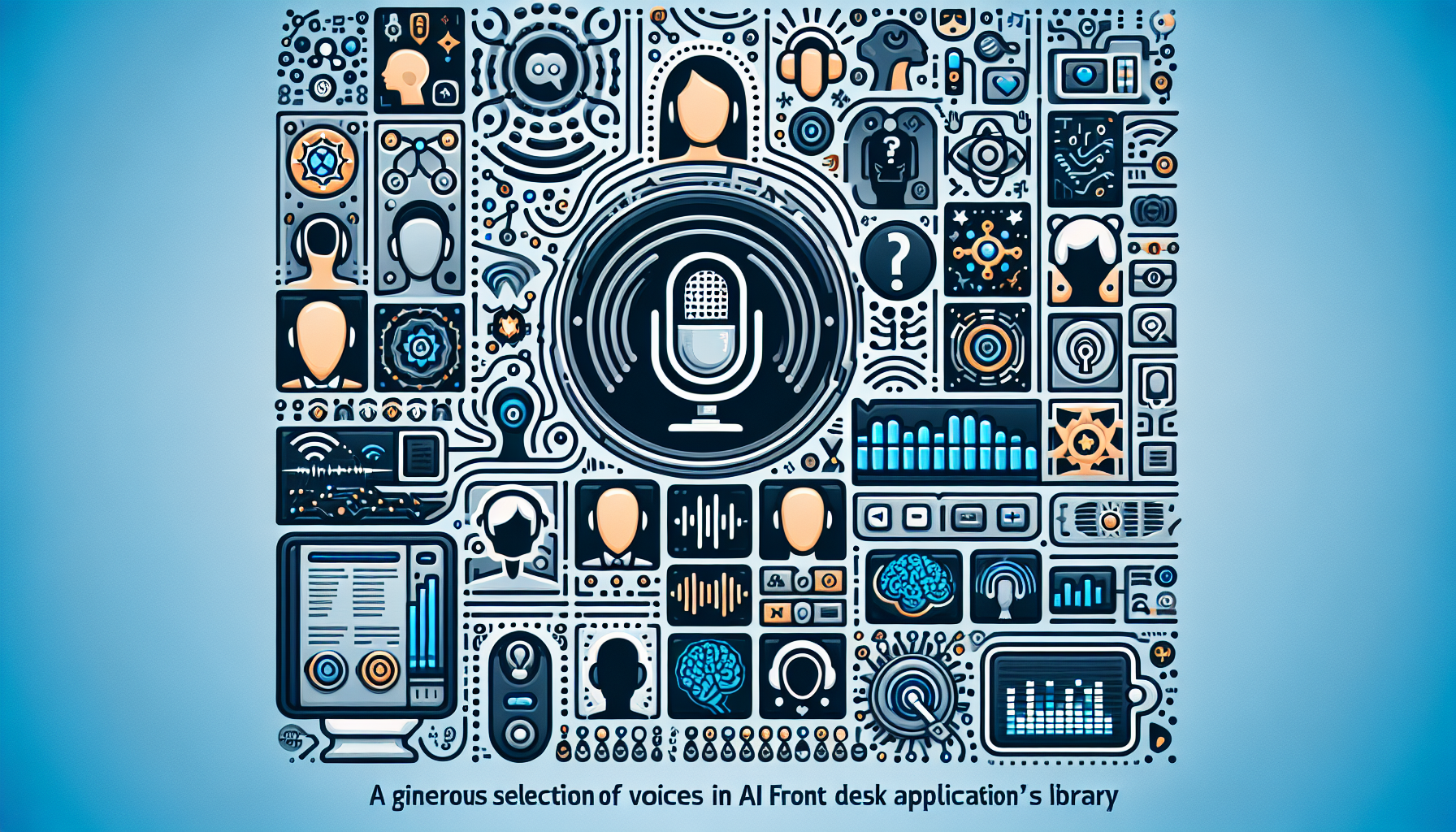 An infographic showing a few voices from the wide range of choices in AI Front Desk's library