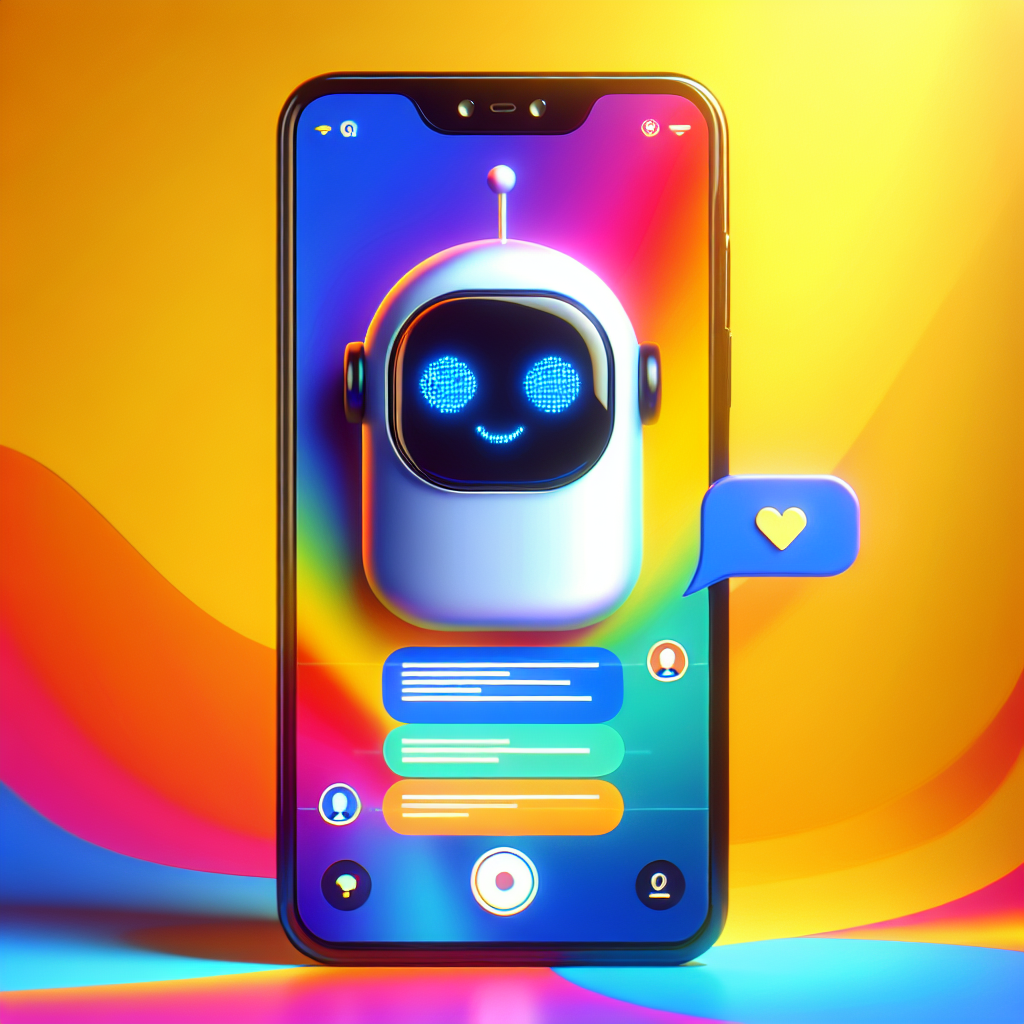 A vibrant digital illustration of a smartphone interacting with a cheerful AI voice assistant, symbolizing the future of customer service.