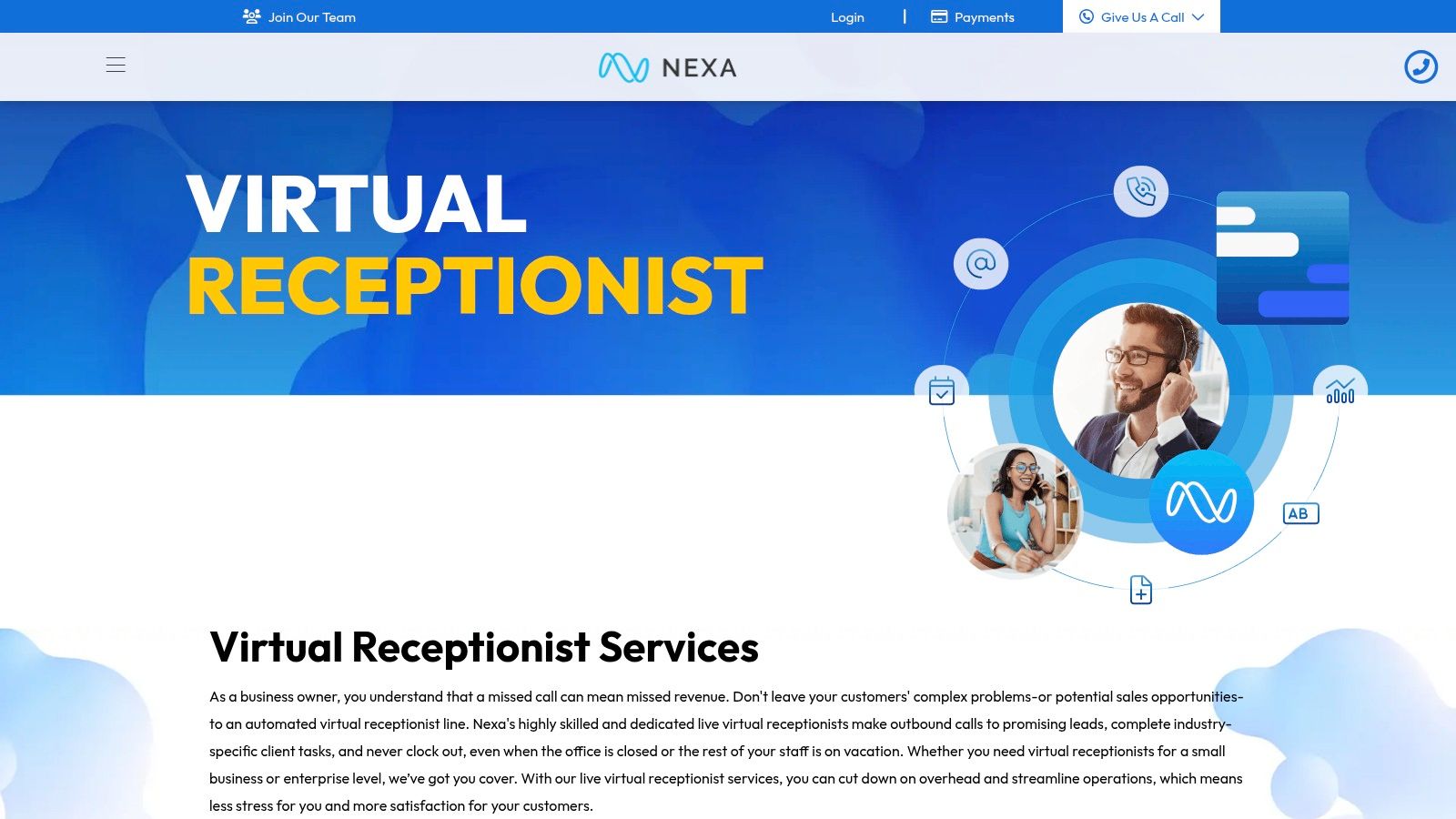 Nexa dashboard showing call analytics and performance metrics